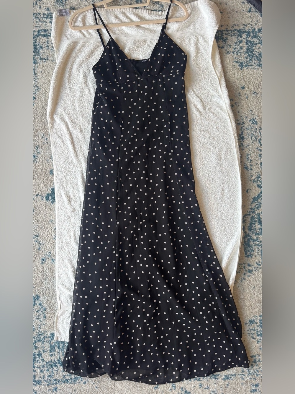 Zara Black White Polka Dot Maxi Dress Size S